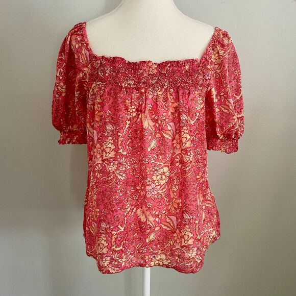NEW J.Crew Squareneck Puff-Sleeve Voile Blouse Top Bouquet Block Print S $79.50 - Picture 1 of 5
